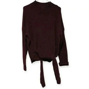 Halogen Wool and Alpaca Hair Sweater XL Knit Maroon Dark Red Thick Heavy Chic